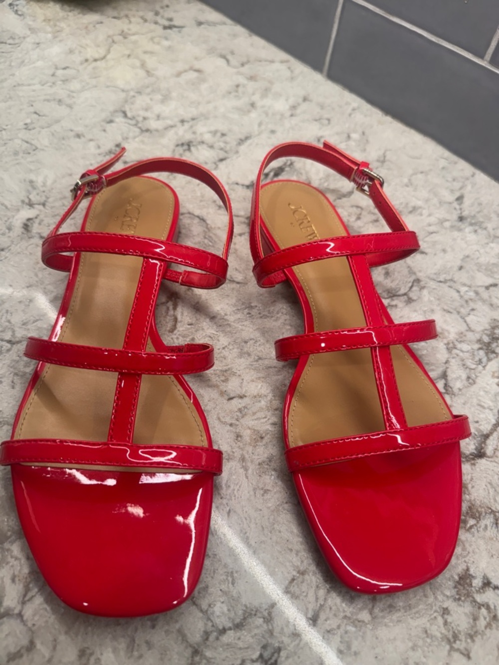 J.Crew Factory Red Patent Strappy Sandals - Picture 2 of 6